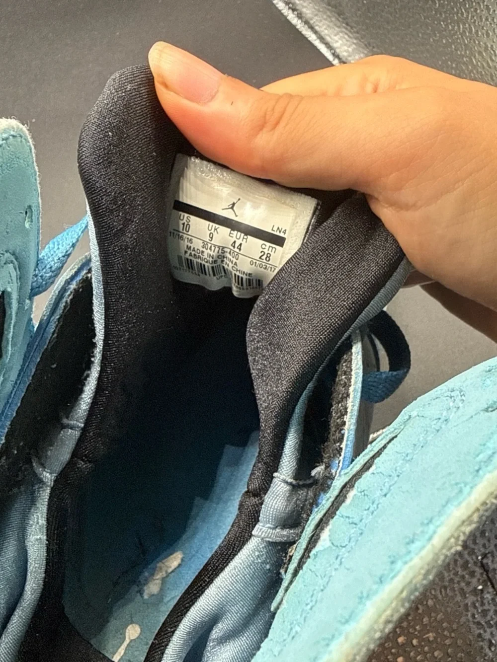 Jordan Light Blue and Black High-Top Sneakers